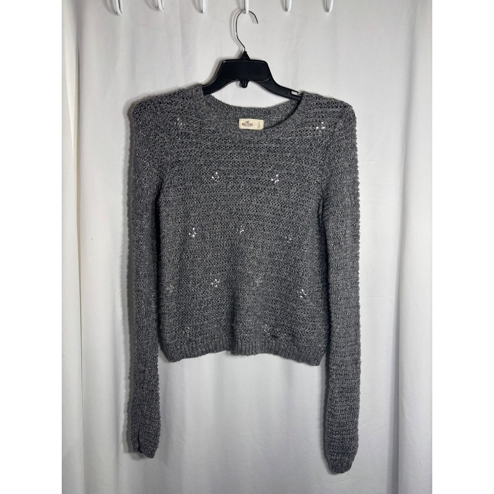 Hollister Women's‎ Gray Sequin Detail Knit Sweater Size L